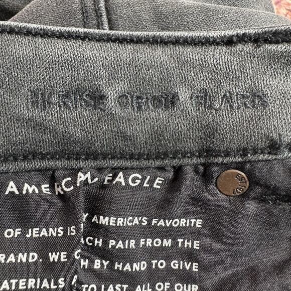 American Eagle HI RISE CROP FLARE Size 20 Short Black Jeans Denim Pants 37x23 - Picture 10 of 11